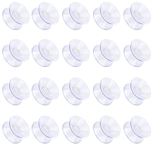 Ventose a doppia faccia, 20 ventose a doppia faccia, 3 cm in plastica trasparente in PVC trasparente a doppia faccia, ventose antiscivolo trasparenti a doppia faccia per specchio da tavolo in vetro