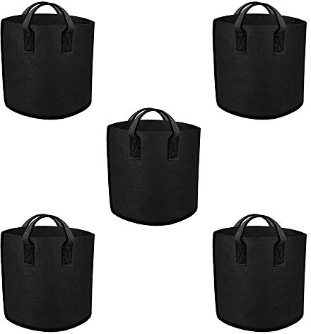 Generisch Stofftopf - Atmungsaktive Blumen Kübel - Textil Pflanzsack (5er Set) (35 Liter / 10 Gallonen)