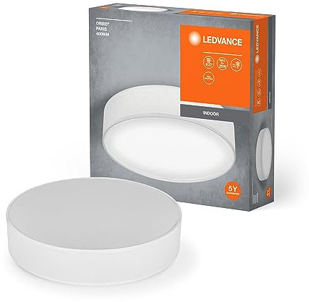 LEDVANCE ORBIS PARIS Deckenleuchte 400mm, weiß, 2XE27-Sockel, kann mit smarter Lampe bestückt werden, hochwertiges, modernes Design, mit Stoffschirm, geeignet für Innenräume, rund, IP20 Schutzklasse