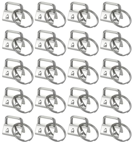 uxcell Lot de 20 porte-clés de 20 mm avec anneau porte-clés pour sac en toile de sac, dragonne, ton argenté