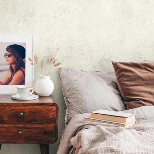 K&L Wall Art Glänzende Vliestapete Vintage Strukturtapete Wohnzimmer Bilder rapportfreie Luxustapete inkl. Tapezier-Ratgeber (Creme, Weiß)