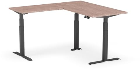 Standable L-Shape Höhenverstellbarer Schreibtisch L-Form 160 x 160 cm I elektrischer Office Table mit 3 Speicherstufen I L-Schreibtisch höheneinstellbar 65-125 cm I elektrischer Büro-Tisch
