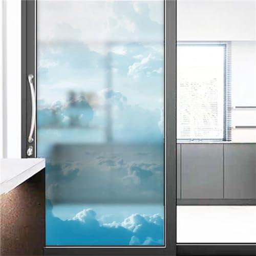 Vinilos para Cristales Azul Cielo Minimalista Vinilo Adhesivo Cristal Privacidad Vinilo Ventana Vinilo Translucido para Ventanas Vinilo para Ventanas Vinilo Autoadhesivo Cristal 60x116cm/1 Pcs