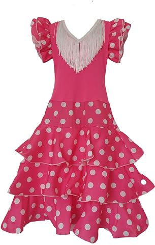 Robe Flamenco Rose a Pois Blancs 12