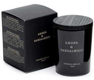 MOLLA 1899 | Mini-Kerze Aus Bernstein & Sandelholz | Duftkerze Mit 1 Docht | 20 Stunden Brenndauer | Natürliche Düfte | Recycelbare Verpackung | Handgefertigt