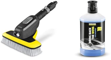 Kärcher WB 7 Plus 3-in-1 Corded Electric Wash Brush, 3 Functions: Foam Jet, High-Pressure Flat Spray Nozzle & 62957500 1 L, 3-in-1 Car Shampoo Plug and Clean, Pressure Washer Detergent