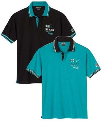 ATLAS FOR MEN - 2er Pack Poloshirt Herren - Poloshirt Herren mit Aufdruck - Herren Polos Kurzarm - Polo Herren - In großen Größen erhältlich