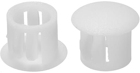 PATIKIL 10mm (3/8) Plastic Hole Plugs, 60Pcs Flush Type Round Hole Plugs Cover Snap in Locking Hole Tube for Table Kitchen Cabinet Furniture, White