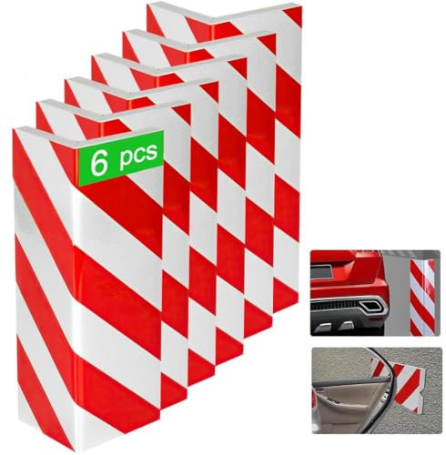 NOGUI 6 Pièces Mousse Protection Garage | Protection Colonnes et Murs | Mousse Haute Densité 2 cm | Adhésif Réfléchissant Rouge et Blanc | 40x15x2 cm | Antichoc Parking Voiture Intérieur