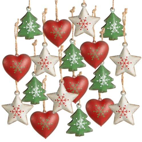 Logbuch-Verlag Baumschmuck Weihnachtsbaumschmuck Herz Stern Baum 18 Weihnachtsbaumanhänger Blech Weihnachtsdeko 4 cm