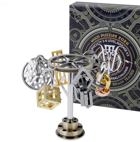 NORDISTRICT Metal Puzzle Set—Includes 6 Puzzles + Display Stand Educational Game, for Christmas, Valentine's Day, Birthdays, Anniversaries, and Family Gatherings