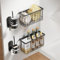 Mustorn 4 Pack Kitchen Cabinet Door Storage Box, Adhesive Cupboard Organiser Storage Wall Mounted Food Container/Tumbler Cabinet Organiser Cup Lids Holder for Kitchen & Bathroom(Black)