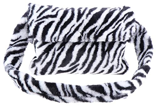 SAFIGLE Plüsch Umhängetasche Damen Handtasche Mit Zebrastreifen Magnetverschluss Für Handy Bargeld Karten Kosmetika Schlüssel
