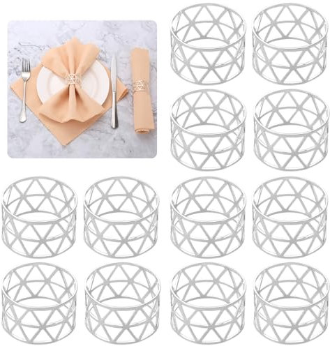 Mtsooning 12 Stück Serviettenschnallen, Silber Vintage Serviettenringe Set, für Hochzeit, Weihnachten, Familie Sammeln, Festliches Dinner Tischdekoration.