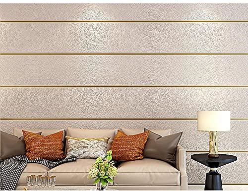 Nordische moderne gestreifte Hirschleder-Samttapete für Wohnzimmer, Schlafzimmer, dicke braune Vliestapete (20,8 x 374 cm)