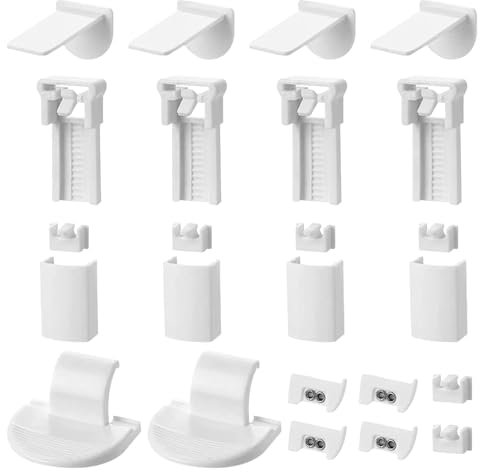 Plissee Ersatzteile Set, Ohne Bohren Plissee Halterung Verstellbar Klemmträger Plissee Klemmfix Halterung für Fenster Plissees mit Vier Zugbändern(GRÖSSE:4 Kit 24 Stück)
