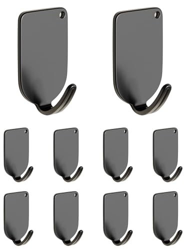 HAN-LBG 10 Pack Sticky Hooks Heavy Duty, Small Self Adhesive Hooks Extra Strong Adhesive Stick on Wall Hooks for Hanging Keys Hat Coat Towel