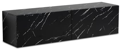 FineBuy Lowboard Hängend Marmor-Optik 120x30x30 cm TV-Schrank, Design Fernsehtisch mit Klapptüren Modern, Fernsehschrank Wand, TV-Kommode Fernsehkommode zum Aufhängen