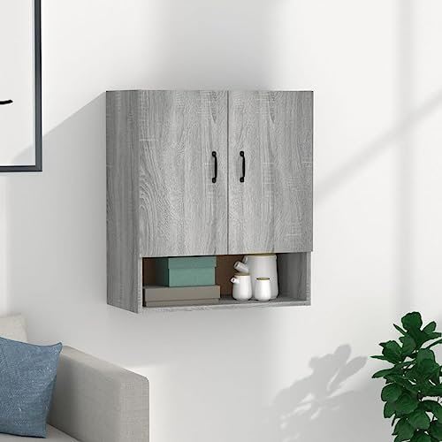 Myheimly Wandschrank Hängeschrank Lagerschrank Bücherschrank Schrank Aufbewahrungsschrank Wohnzimmer Schlafzimmer Badezimmer 60x31x70cm Holzwerkstoff Grau Sonoma
