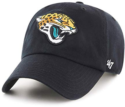 47 NFL Jacksonville Jaguars Clean Up Unisex-Baseballkappe, Verstellbarer Riemenverschluss, Einheitsgröße, Team Logo, Farbe Schwarz