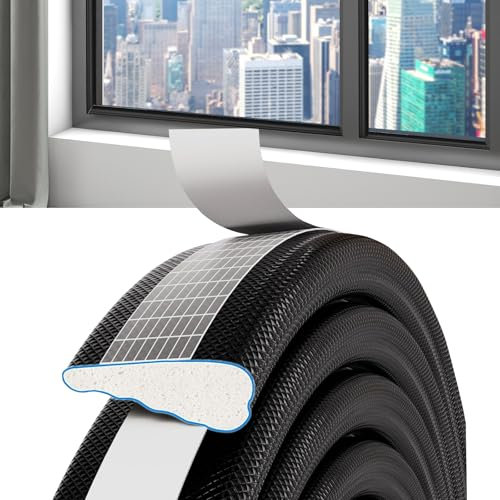 Dichtungsband für Türen Fenster, PE+Foam Türdichtung Selbstklebendes Fensterdichtung Anti-Kollision Dichtungsstreifen Gummi Schaum Siegel Streifen Schalldämmung (Schwarz, 4m)