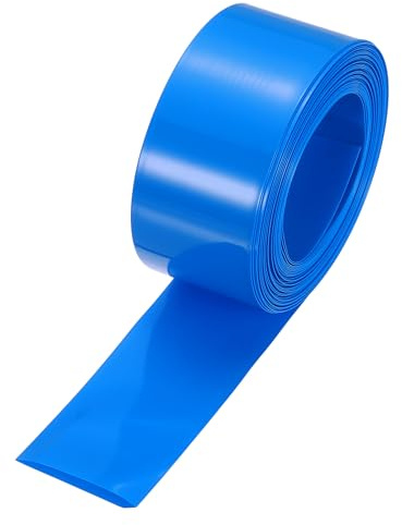 QUARKZMAN 8m Länge PVC Schrumpfschlauch 20mm ID, 32mm Flachbreite Isolierschlauch Wasserdicht Schutzschlauch, Verhältnis 2:1 Schrumpfschläuche für 18650 21700 AA AAA Batterien, Blau