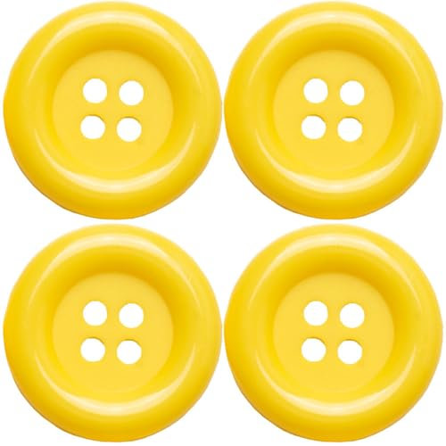 XL-Knöpfe 5cm 4 Stk | Große Knöpfe für Fasching Kostüme Karneval | Clown XXL (gelb)