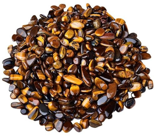 DECORN Tiger Eye Crystal stürzte Chips Stein 1lb zerkleinerte Kristallsteine Heilstein für Hausdekoration Vasen Pflanzen Sukkulenten Kaktus,9~12mm