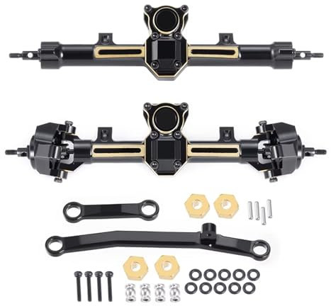 JYYTERD RC Teile Kompatibel Mit Axial Für SCX24 1/24 RC Crawler Upgrade -Zubehör Alle Serien Metall Vorne Heck -Portalachsen Standard Verlängert(Front Rear,Standard)