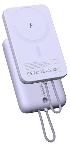 ASPERX Magnetic Power Bank with Built-in USB-C Cable, 10000mAh 22.5W Wireless Battery Pack USB C in & out, Fast Charging Magnetic Portable Charger for iPhone 16/15/14/13/12 Series, iPad, Galaxy, etc.