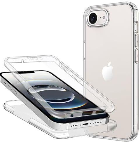 ZYIMOU Handyhülle für iPhone 16e / iPhone 17e Hülle, 2 in 1 Transparent Durchsichtige Schutzhülle 360 Grad Full Schutz Silikon Dünn Cover Case