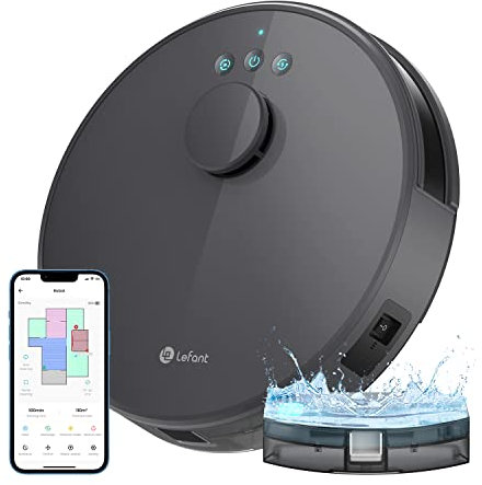 Lefant M1 Robot Vacuum Cleaner and Mop, 5500Pa with Deep Clean, 150 Min, 3-level electric water tank, dToF Laser Navigation, Custom Cleaning, No-Go Zones, Ideal for Pet Hair, Carpets and Hard Floors