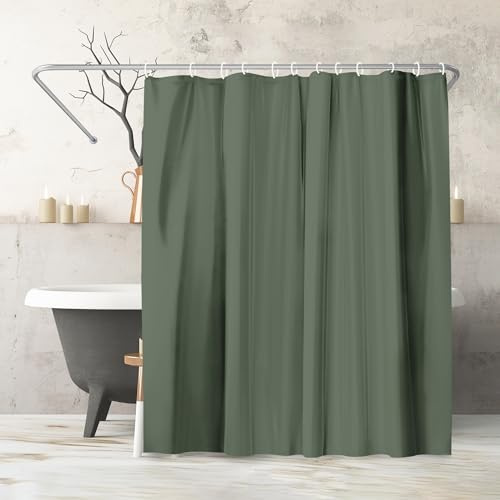 Americanflat Duschvorhang 180x200 cm, Grün, 100% Polyester & Wasserabweisend, Badewanne Vorhang mit Metallösen & 12 Dusch Vorhang Ringen, Duschvorhänge für das Badezimmer