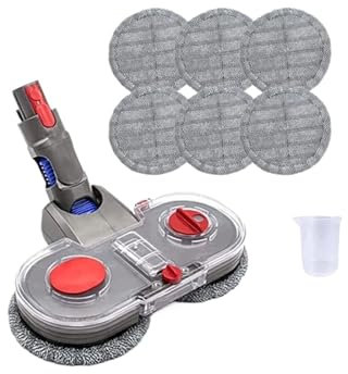JKFMCD Cabezal de trapeador eléctrico, Accesorio for aspiradora con depósito de Agua Desmontable y 6 mopas Reutilizables, Compatible con Dyson V7, V8, V10, V11 y V15.
