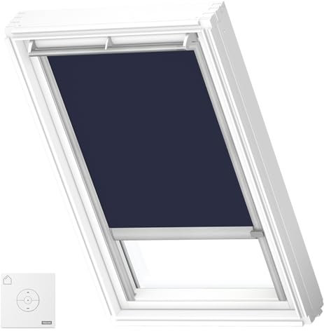 VELUX Original Store Occultant Électrique, Cadre Gris, UK04, Bleu Foncé