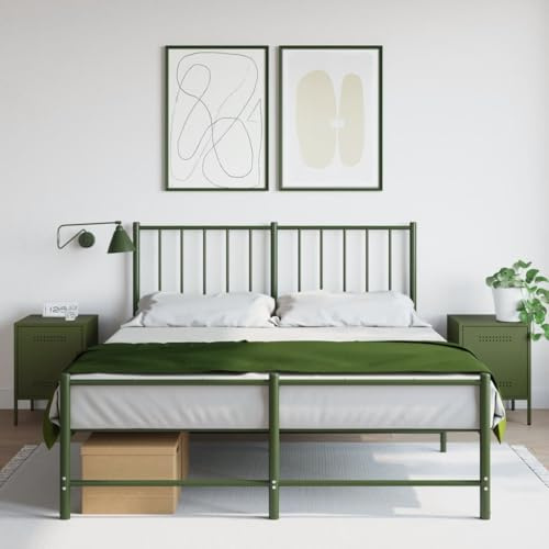 GeenYuu Nachttische 2 STK. Olivgrün 36x39x50,5 cm Stahl, Robuste Industrial Beistelltische für Schlafzimmer, Modernes Design, Einfache Reinigung