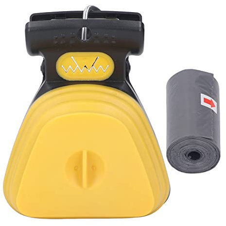 Greensen Scoop à Crottes pour Chien Portable, Ramasse-crottes avec Sac Poubelle pour Chiens Petits, Moyens et Grands, Nettoyeur de Déchets Léger et Compact pour Les Dégâts d'animaux (Grand Jaune)