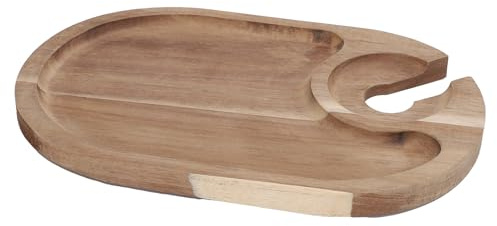 Alomejor Wein-Cocktail-Teller aus Holz mit Glashalter für Einfache Unterhaltung auf Partys, Käsebrett-Serviertablett für Wein- und Käseverkostungen, 9,1 X 6,1 Zoll
