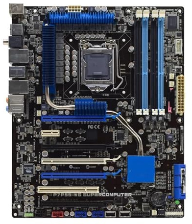 Carte mère Fit for ASUS P7P55 WS Supercalculateur LGA 1156 Intel P55 4×DDR3 16 Go 6×SATA II Compatible ATX Processeur Core i5 650 670 860 G6950 X3440