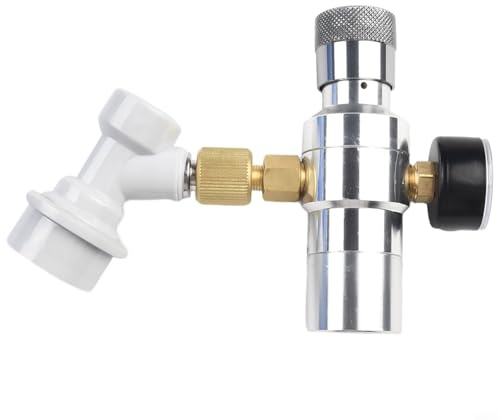 FACAIIO Barril de cerveza portátil para dispensador de carga con manómetro de 0 a 30 PSI y 3 adaptadores de rosca de 8 pulgadas de 2 L, 3.6 L, 5 L, barril Cornelius, café y kombucha