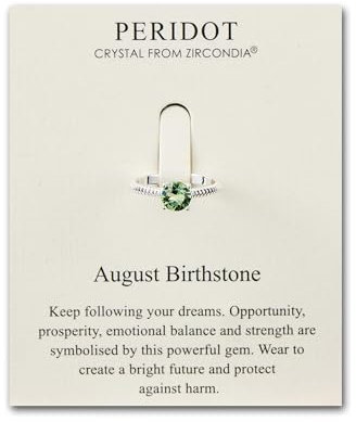 Philip Jones August (Peridot) Verstellbarer Geburtssteinring mit Zircondia®-Kristallen