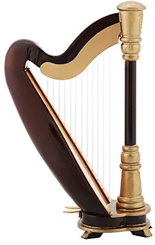 Miniatur Harfe Klassik Wind Up Harfe Holz Miniatur Harfe Replik Musical Modell mit Geschenkkoffer Ständer für Musikgeschenke Puppen Zubehör Sammlungen Dekor Ornamente