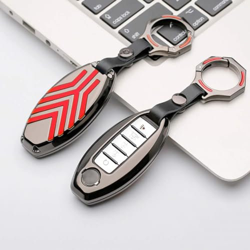 ontto Schlüsselanhänger aus Metall mit Schlüsselanhänger, verhindert Kratzer und Stürze, Schlüssel-Halter für Nissan Altima Maxima Murano Armada Gt-r Sentra Rogue Pathfinder, Rot
