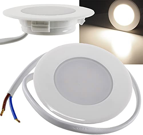 ChiliTec LED Einbauleuchte Treppenlicht - Stufenleicht für Unterputz Dosen - 2Watt 237Lumen - für 60mm UP-Dosen - 230V Stufenbeleuchtung 10er Set Weiß