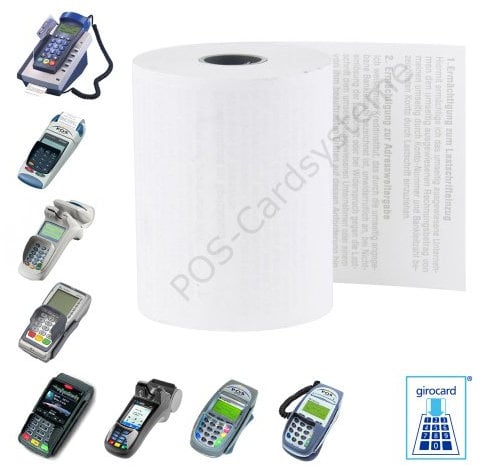 20 EC-Cash Thermorollen 57mm x 18m x 12mm für EC-Gerät Ingenico Move 5000 mit Lastschrifttext ELV