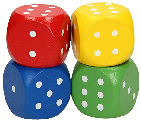bordspellen - Houten Dobbelsteen Set Groot, 4dlg. (1 TOYS)