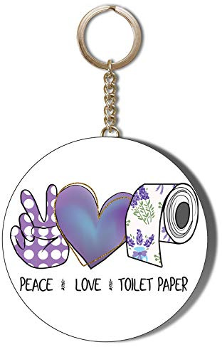Gift Insanity PEACE LOVE AND TOILET ROLL 58mm Long Chain KEYRING BOTTLE OPENER