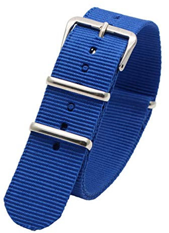 TikTako Sport-Uhrenarmband 18mm/20mm/22mm/24mm Nylon NATO Armband mit Edelstahl-Schnalle Gürtel Blau, 22mm