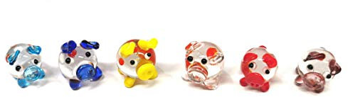 6 kleine Bunte kugelrunde Glücksbringer aus Glas - Größe 1,5 cm - herzige Schweinchen für Sylvester, Geburtstag, Hochzeit aus Wien –Vienna (durchsichtig) 713