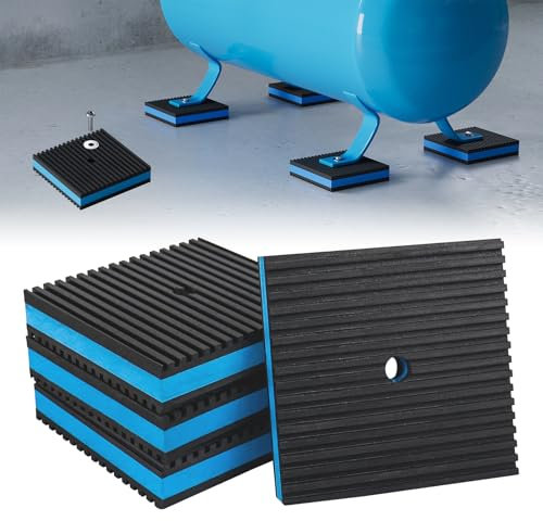 BJADE'S 4 Pack Anti-Vibration Isolation Rubber Pads with 3/8'' Pre-drill hole,4 x 4 x 7/8 inch Heavy Duty EVA Pad for HVAC,Air Compressor,Air Conditioner,Washer and Dryer